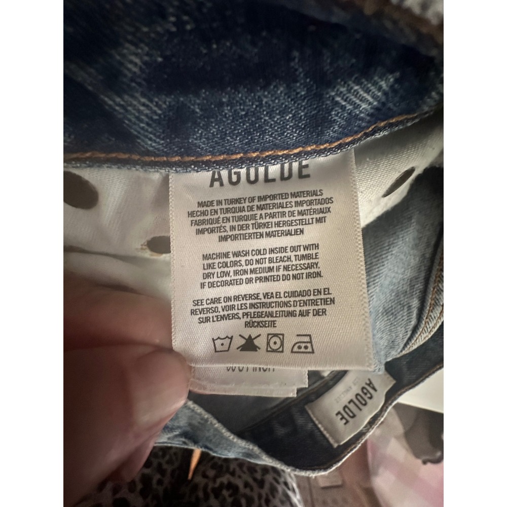 AGOLDE 90's Pinch Waist High Rise Cropped Straight Leg Jeans Light Wash Blue 26 - Picture 6 of 7
